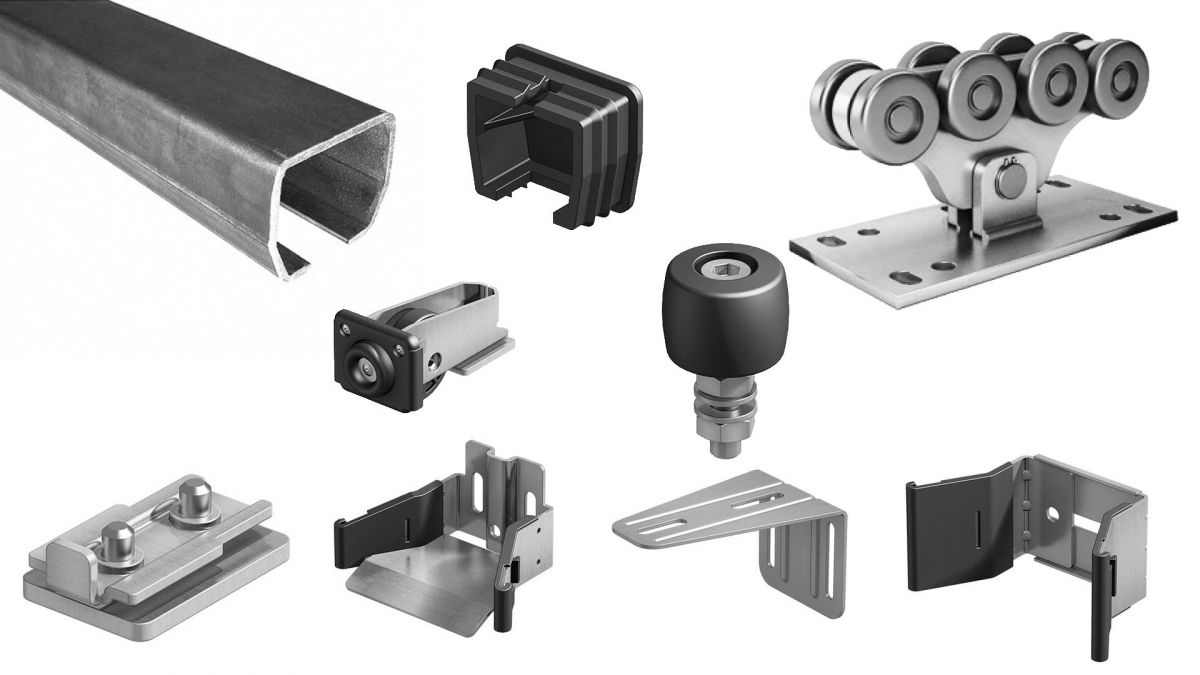 Комплект Алютех для откатных ворот с шиной 7 м, стальные опоры до 450 кг. от 5 шт.